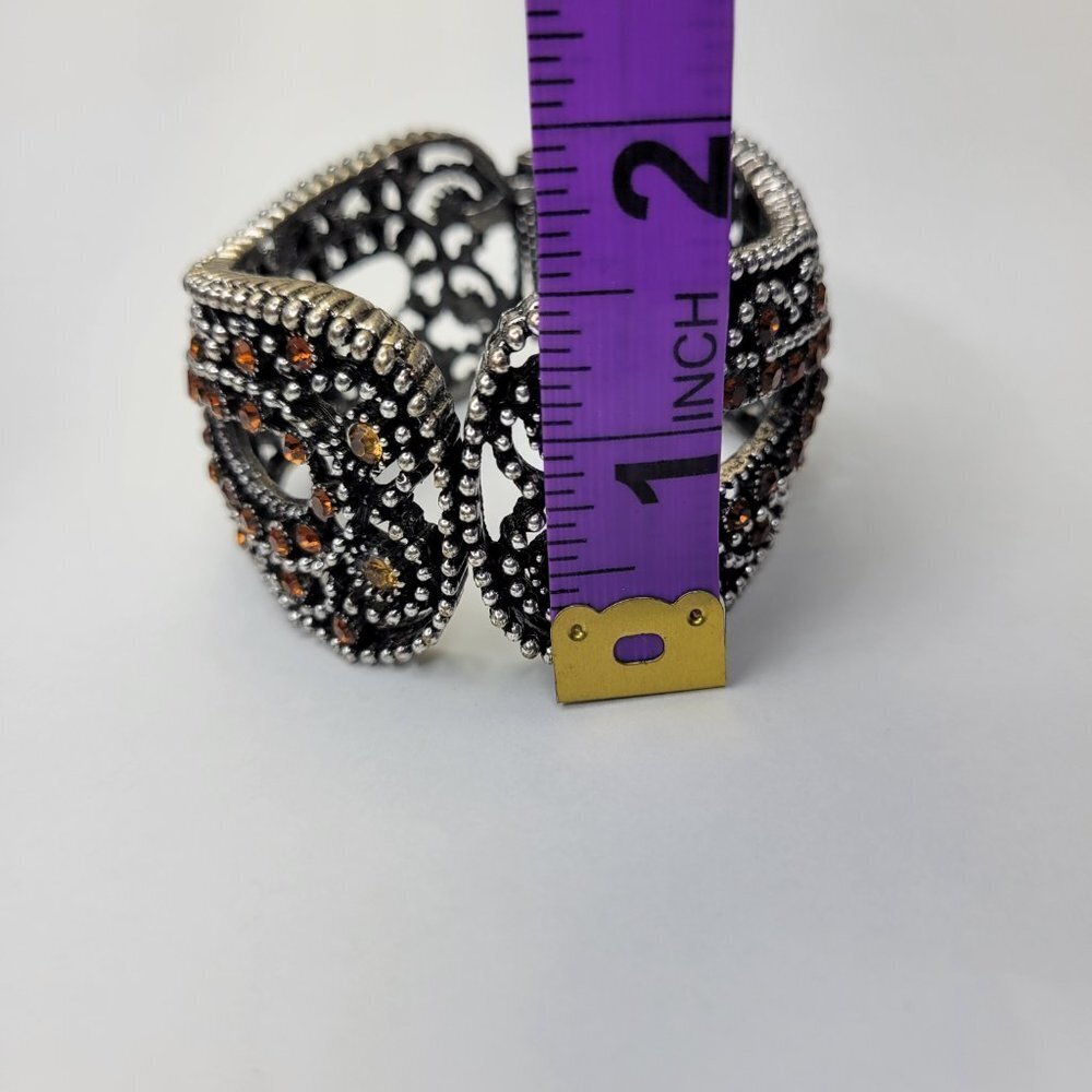 Multicolored Rhinestone Hinged Bracelet - Picture 9 of 13